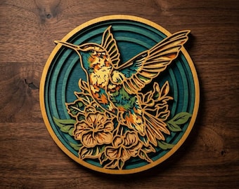 Hummingbird multilayer. SVG. 3D Decor. CNC . Cricut construction. Layered. Laser cut file
