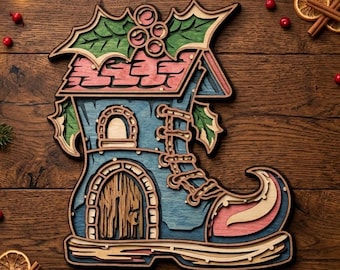 Santa Boot multilayer SVG. 3D Christmas Decor. CNC . Cricut construction. Layered. Laser cut file