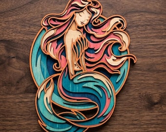 Mermaid multilayer. SVG. 3D Fantasy Decor. CNC . Cricut construction. Layered. Laser cut file