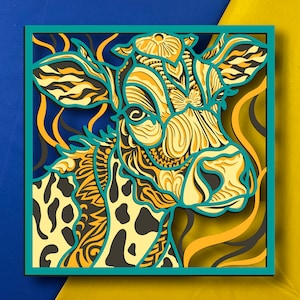 Vaca multicamadas/ Vaca SVG/ Decoração 3D/ Arquivo CNC/ Arquivos SVG de vaca para Cricut/ Arquivo em camadas