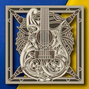 Gitaar Multilayer/gitaar SVG/3D decor/CNC-bestand/gitaar SVG-bestanden voor cricut/gelaagd bestand
