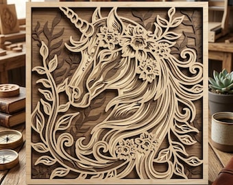 Florales Pferd Multilayer. beschreibbar. 3D Dekor. CNC . Cricut Konstruktion. Geschichtet. Laser cut Datei