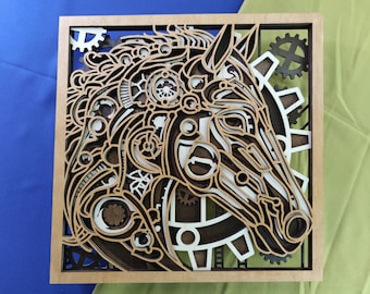 Pferd Multilayer. beschreibbar. 3D Dekor. CNC . Cricut Konstruktion. Geschichtet. Laser cut Datei