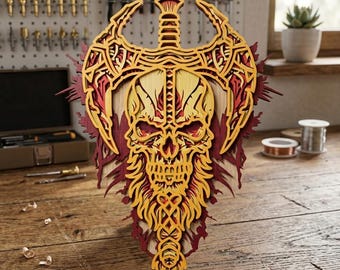 Skull Ax multilayer. SVG. 3D Decor. CNC . Cricut construction. Layered. Laser cut file