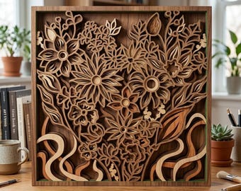 Flower multilayer. SVG. 3D Decor. CNC . Cricut construction. Layered. Laser cut file