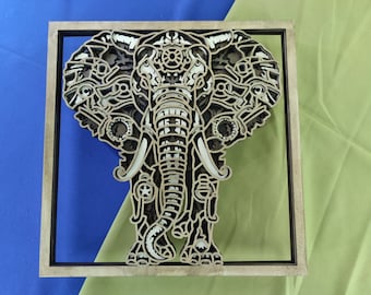 Elephant multilayer. SVG. 3D Decor. CNC . Cricut construction. Layered. Laser cut file