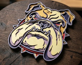English bulldog multilayer. SVG. Love Decor. Cricut construction. Layered. Laser cut file