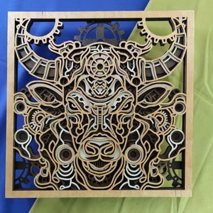 Bull multilayer. SVG. 3D Decor. CNC . Cricut construction. Layered. Laser cut file