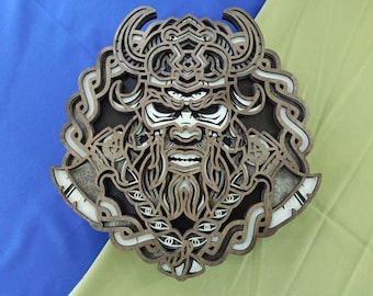 Wielowarstwowy Viking. SVG. Dekoracja 3D. CNC. Konstrukcja Cricut. Warstwowy. Plik cięty laserowo.