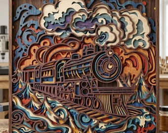 Train multilayer. SVG. 3D Decor. CNC . Cricut construction. Layered. Laser cut file