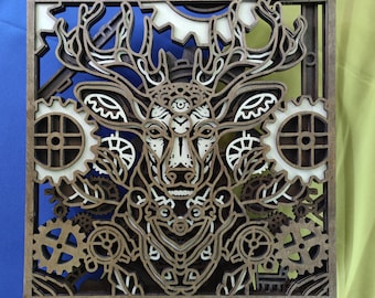Hirsch mehrschichtig. beschreibbar. 3D Dekor. CNC . Cricut Konstruktion. Geschichtet. Laser cut Datei