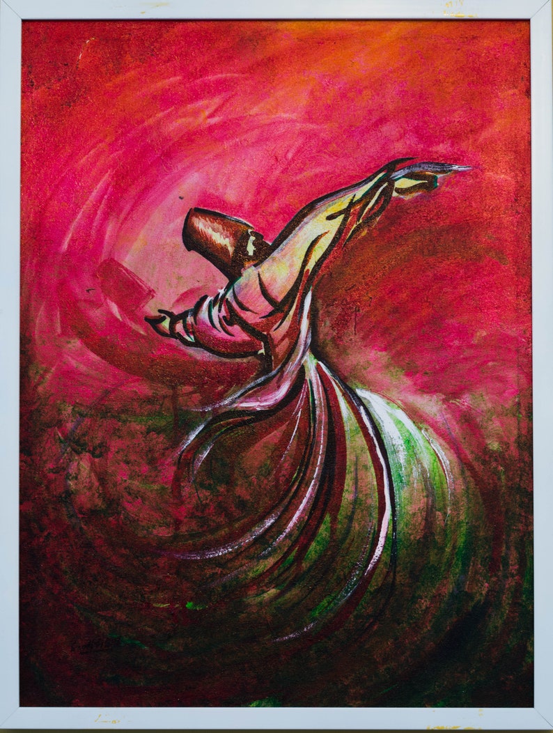Rumi Whirling Dervish Sufi Original Canvas Art by | Etsy