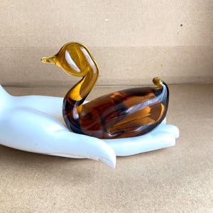 Vintage Amber Colour Art Glass Swan/Duck Figurine - approx. 1950s - Vintage Glassware - Decorative Hand Blown Glass - Vintage Retro Gifts