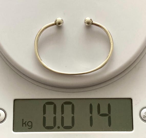 Solid 925 Sterling Silver Open Bangle - weight 14… - image 4