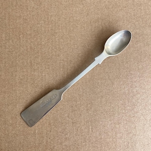 A Antique Vintage England Brass Base Silver plated Tea Spoon BY NV&TS From Sheffield, England. - Era Around 1960s - Collector Spoon