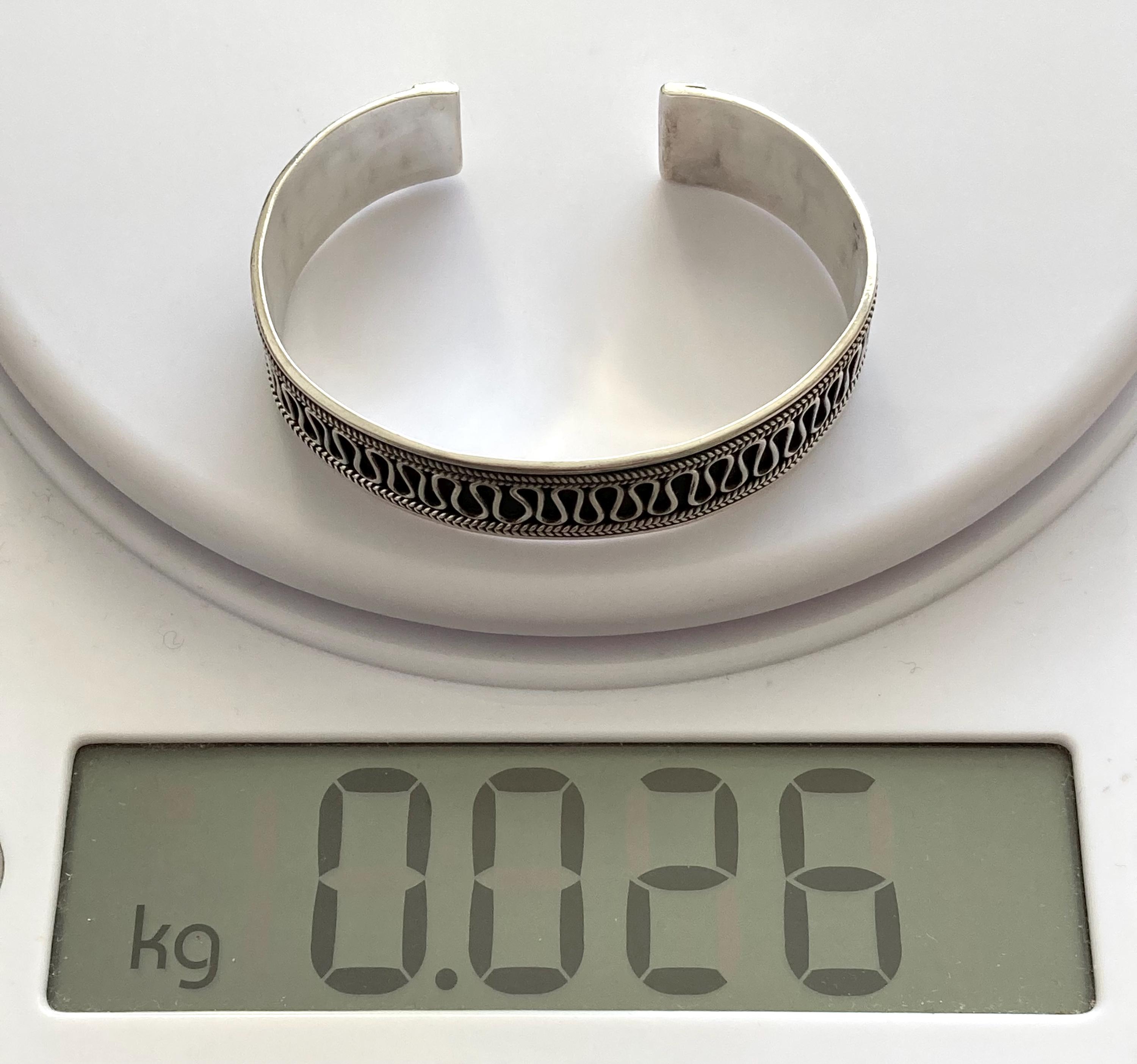 Vintage 925 Silver Cuff Bangle - Wavy Modern Design, 26gms - Gift