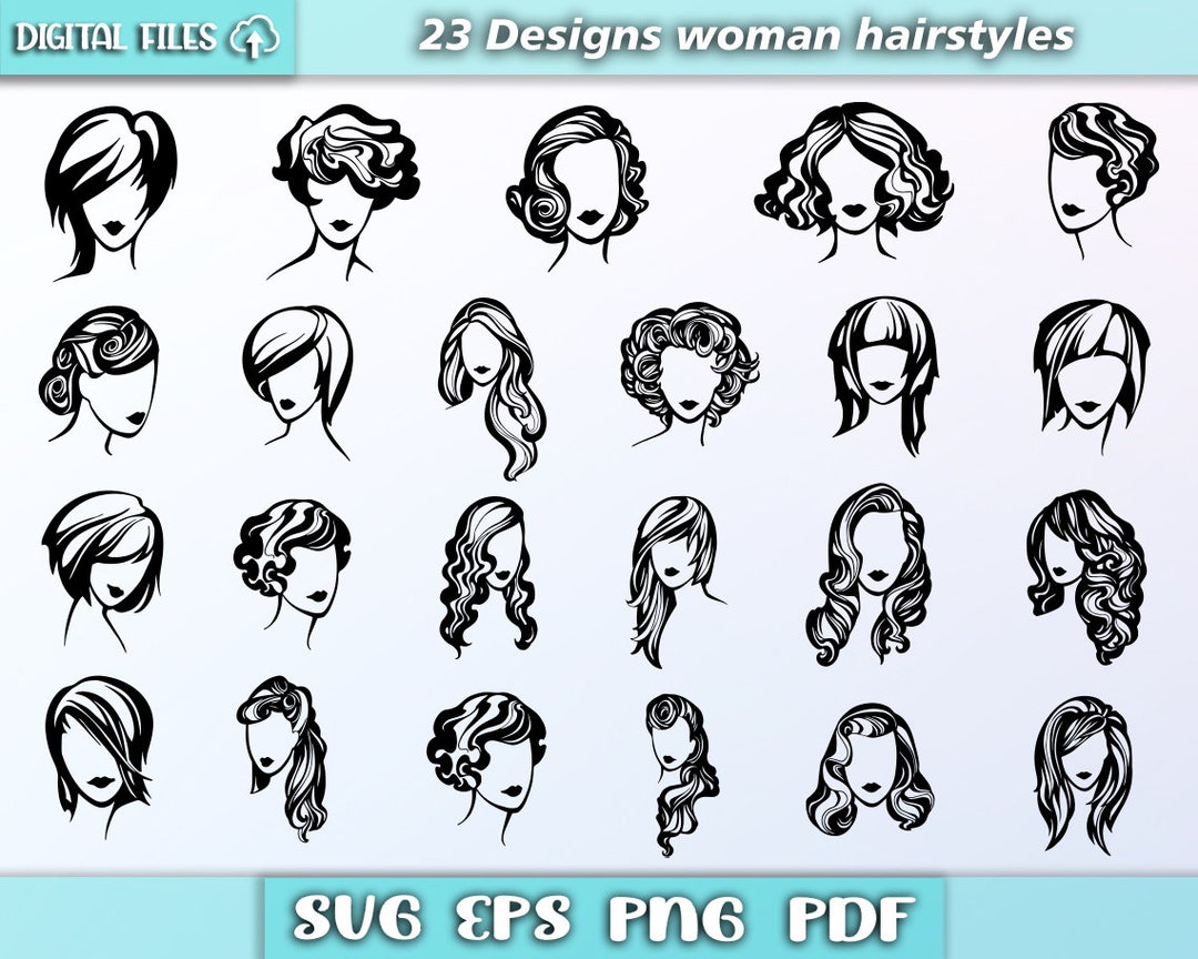Woman Hairstyles Svg/ Hairstyles Bundle/ Woman Hairstyle/ Hairstyle