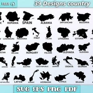 Länder svg/ Weltland Vektor/ Europäische Länder svg/ Weltkarte svg/ Erdkarte/ Landkarte Clipart/ Country svg/ eps/pdf/png/svg