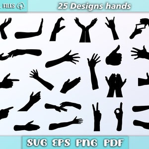 Hands Bundle svg/ silhouette hand/ hands vector svg/ hand gestures svg/ eps/pdf/png/svg/ human hand svg/ hand clipart