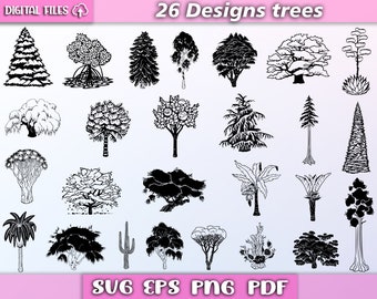 Bäume Bundle svg/ Baum svg/ Wald svg/ Baum Clipart/ Vektor/svg/eps/png/pdf/ Silhouette Baum