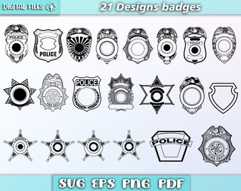 Police badges svg/ police shields svg/ Police vector/ police svg/ policeman svg/ officer svg/ silhouette badges/ eps/pdf/png/svg