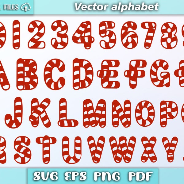 Christmas alphabet svg/ christmas font vector/ candy alphabet/ candy christmas svg/ christmas clipart/ vector font/ eps/pdf/png/svg