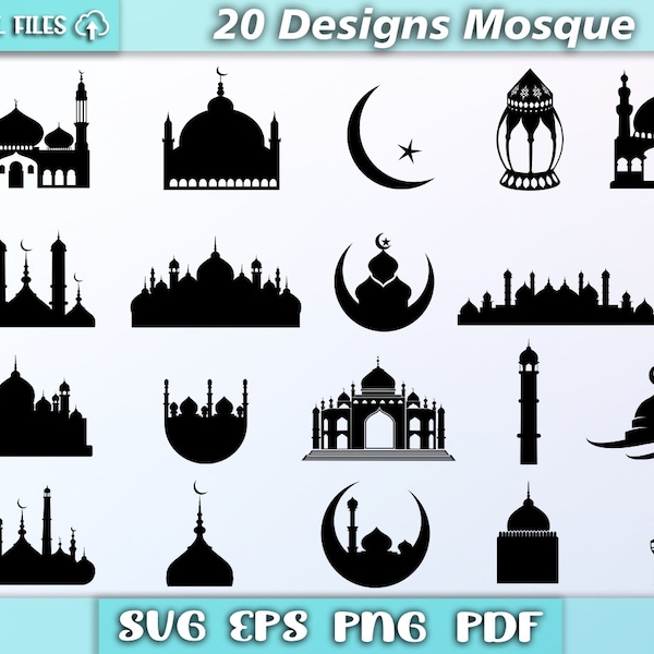 Mosquée islamique svg/ svg islamique/ silhouette de mosquée/ mosquée vectorielle/ eps/pdf/png/svg/ vector svg/ clip art svg
