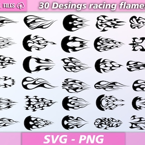 Rennflammen SVG/ Flammen Vektor/ Biker Flammen SVG/ Rennflammen Clipart/ Flammen Silhouette/ Vektor Schnittdatei/ SVG/PNG
