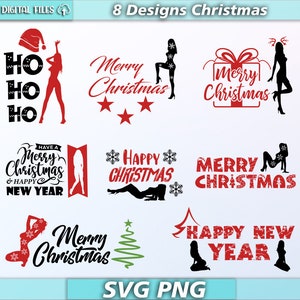 Weihnachtspaket SVG/ Frohe Weihnachten SVG/ Sexy Weihnachtsmann SVG/ Frohes Neues Jahr SVG/ Weihnachtsmädchen Clipart/ SVG/PNG