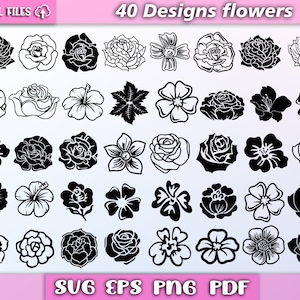 Flowers svg bundle/ flowers silhouette/ flowers svg/ floral decoration/ flowers/ flower cut files/ flowers clipart