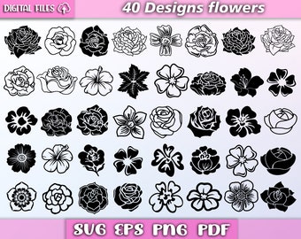 Flowers svg bundle/ flowers silhouette/ flowers svg/ floral decoration/ flowers/ flower cut files/ flowers clipart