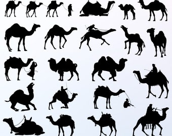 Pakiet wielbłądów svg/ wielbłąd svg/ zwierzę svg/ sylwetka wielbłąda/ clipart wielbłądy/ zwierzę pustynne svg/ wektor wielbłąda/ svg/png