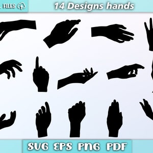 Handen SVG, handen silhouet, vector handen, hand SVG, EPS, PDF, PNG, SVG, SVG gesneden bestanden, handen clipart, vrouw hand SVG, digitale download