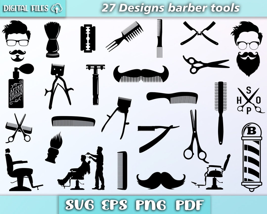 Barber Tools Bundle Svg/ Barber Svg /barber Clipart/ Silhouette ...