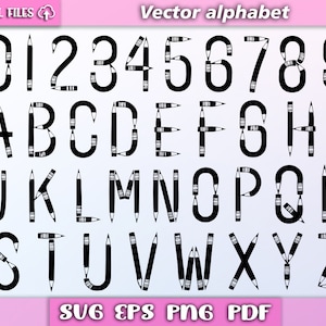 Schule Alphabet Svg / Schule Schriftart Svg / Bleistift Alphabet / Kinder Alphabet / Bleistift Schriftart Vektor / Eps/pdf/png/svg