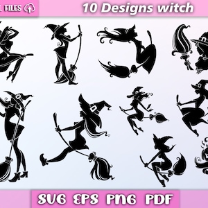 Witch svg/ Hexen svg/ Halloween svg/ fliegende Hexe svg/ Halloween Silhouette/ Halloween Hexe/ Halloween Vektor svg