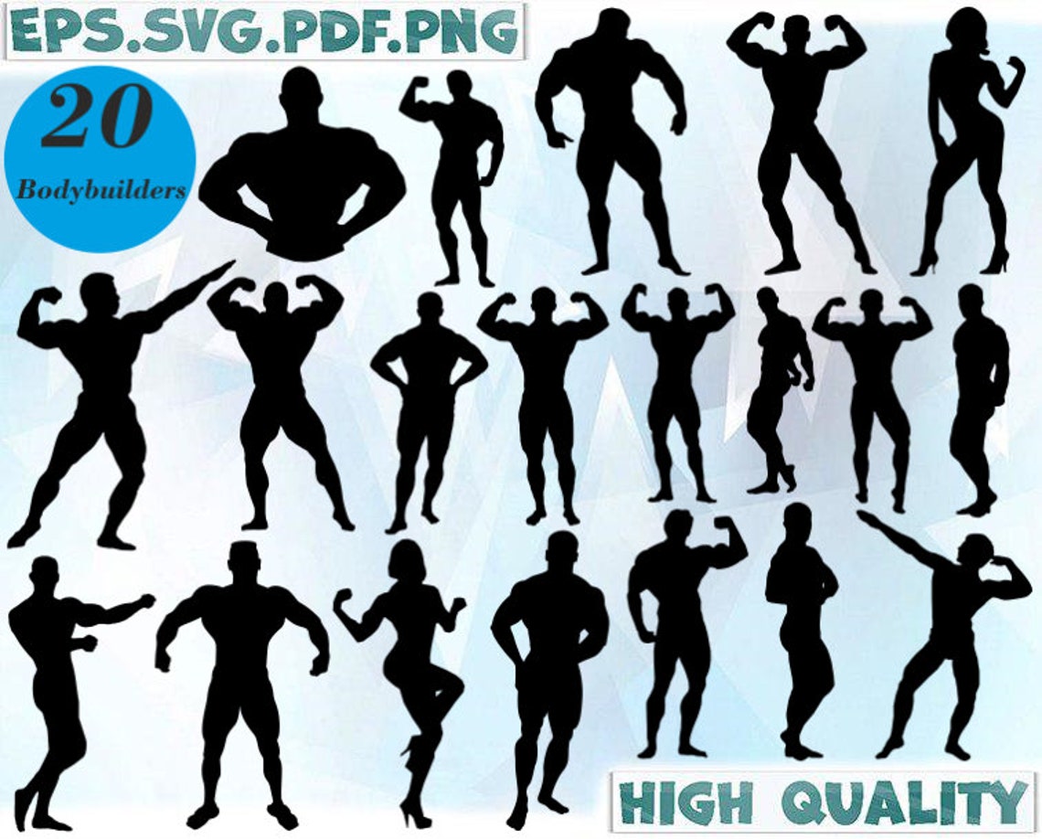 Bodybuilders SVG Bodybuilders Silhouette bodybuilding SVG | Etsy