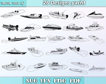 Boat bundle svg/ yacht svg/ cruise ship/ ship svg/ yacht silhouette/ eps/pdf/png/svg/ sea svg/ speed boat svg/ motor yach svg