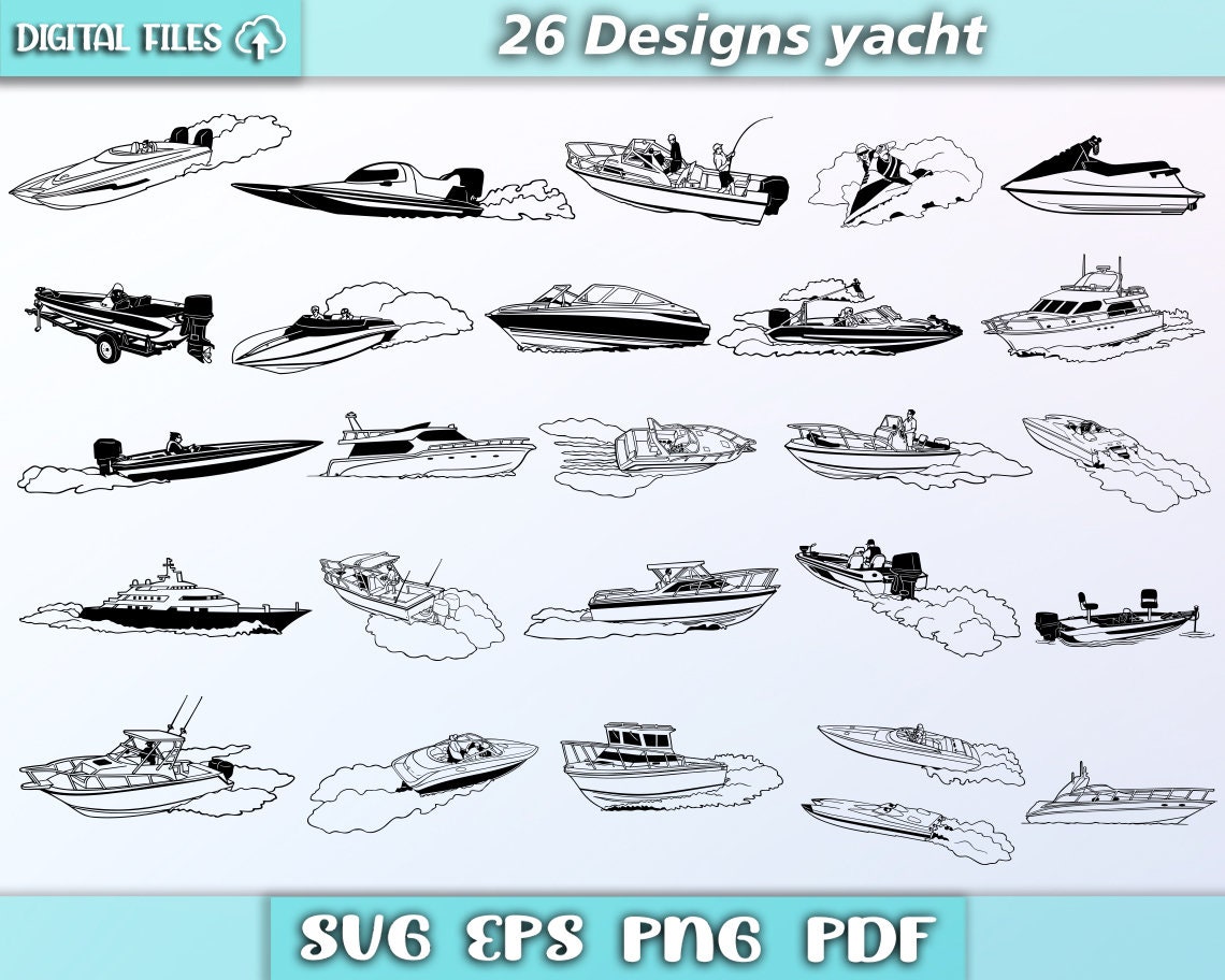 Boat Bundle Svg/ Yacht Svg/ Cruise Ship/ Ship Svg/ Yacht Silhouette ...