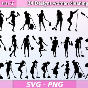 Vrouw schoonmaak bundel SVG/vrouw schoonmaak SVG/schoonmaak SVG/vrouw silhouet/vrouw vector/vrouw clipart/SVG/PNG