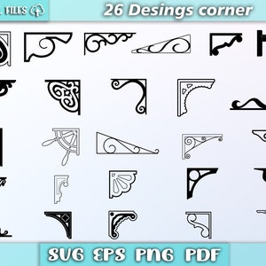 コーナー svg/バンドル コーナー svg/コーナー装飾/シルエット コーナー/飾りコーナー/コーナー テンプレート/eps/pdf/png/svg