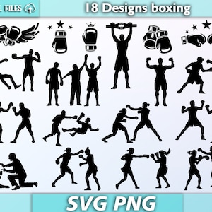 Paquete de boxeo svg/ silueta de boxeo/ vector de boxeo/ clipart de boxeo/ deporte svg/ boxeo png/ svg