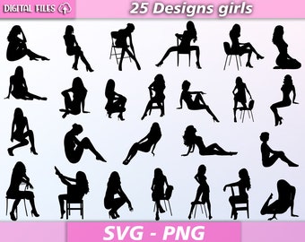 Woman sitting silhouette svg/ woman silhouette bundle/ woman sitting clipart/ silhouette lady svg/ png/svg