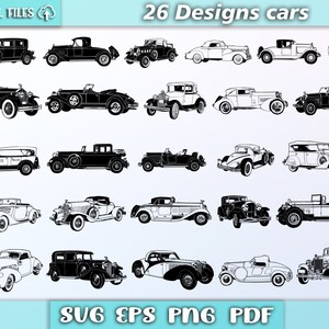 Cars bundle svg/ old car svg/ car svg/ vintage cars/ muscle car svg/ eps/pdf/png/svg/ classic car svg/ cut files svg