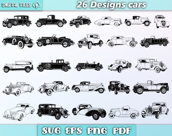 Cars bundle svg/ old car svg/ car svg/ vintage cars/ muscle car svg/ eps/pdf/png/svg/ classic car svg/ cut files svg