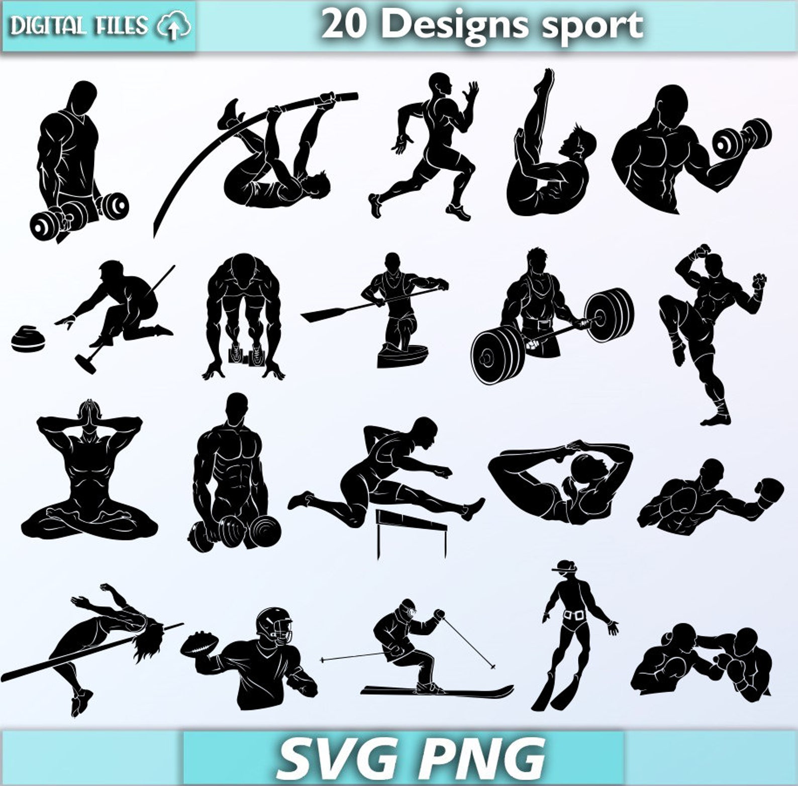Sport Roster Svg Sport Bundle Svg/ Sport Silhouette Clipart/ Gym Svg/ Sport Vector/ Svg ...