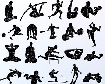 Sport-Bundle (SVG) / Sport-Silhouette-Clipart / Fitnessstudio-SVG / Sportvektor / SVG-Schnittdateien / Sportdesign (SVG) / SVG / PNG