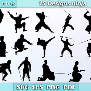 Ninja silhouette svg/ ninja vector/ ninja svg/ warrior svg/ eps/pdf/png/svg/ ninja poses svg/ ninja cut file