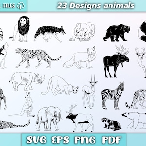 Animali svg/ animali selvatici svg/ animali africani svg/ zoo animali/ eps/pdf/png/svg/ animali della giungla svg/ animali vettoriali