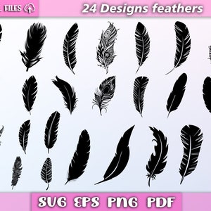 Feathers bundle svg/ feather svg/ feathers vector/ silhouette/ eps/pdf/png/svg/ bird feather svg/ feathers clipart svg
